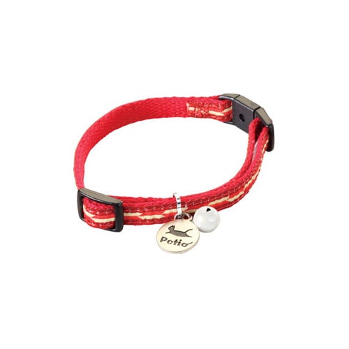 ペティオ 猫小町カラー 矢がすり ガーネット (1個) 猫用 首輪 迷子札付 反射鈴付