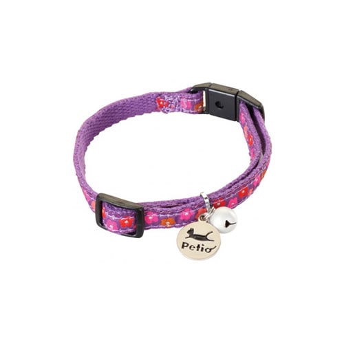 ペティオ 猫小町カラー 小花 パープル (1個) 猫用 首輪 迷子札付 反射鈴付