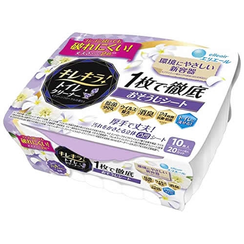 大王製紙 キレキラ! トイレクリーナー 1枚で徹底おそうじシート クリーンフローラル 本体 (10枚) トイレ用