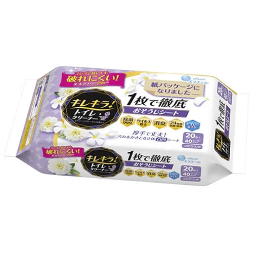 大王製紙 キレキラ! トイレクリーナー 1枚で徹底おそうじシート クリーンフローラル つめかえ用 (10枚×2パック) 詰め替え用 トイレ用