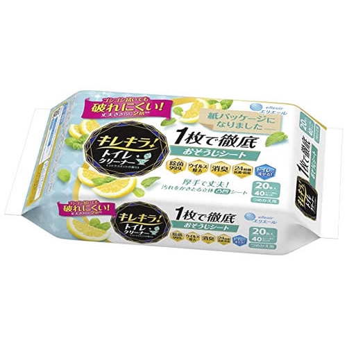 大王製紙 キレキラ! トイレクリーナー 1枚で徹底おそうじシート シトラスミント つめかえ用 (10枚×2パック) 詰め替え用 トイレ用