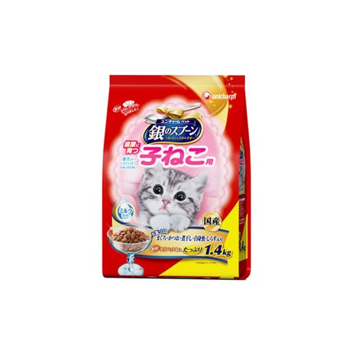 ユニチャーム　ペットケア　銀のスプーン　贅沢うまみ仕立て　健康に育つ子ねこ用　離乳から12ヶ月　お魚づくしミルク入り　(1.4kg)　キャットフード　ドライ