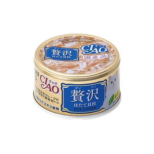 いなばペットフード　CIAO　チャオ　贅沢　ほたて貝柱　まぐろ・とりささみ　(80g)　キャットフード　缶詰