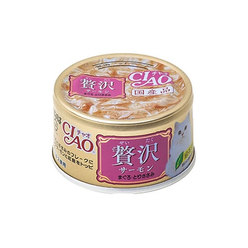 いなばペットフード CIAO チャオ 贅沢 サーモン まぐろ・とりささみ (80g) キャットフード 缶詰