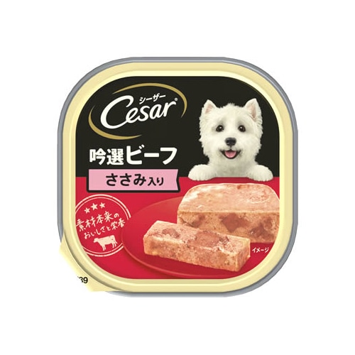 マースジャパン シーザー トレイ 成犬用 吟選ビーフ ささみ入り (100g) ドッグフード ウェット