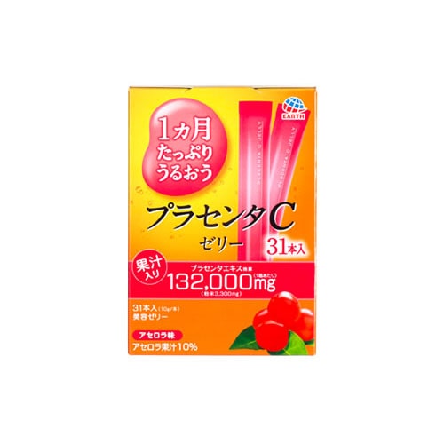 アース製薬 1ヵ月たっぷりうるおうプラセンタCゼリー アセロラ味 (10g×31本) スティックタイプ 美容ゼリー　※軽減税率対象商品