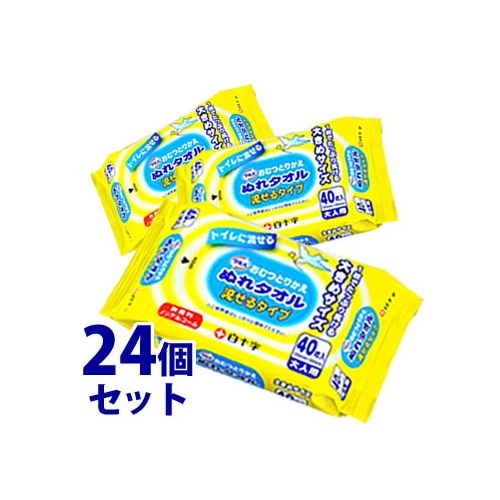 《セット販売》　白十字　サルバ　おむつとりかえぬれタオル　流せるタイプ　大人用　(40枚入)×24個セット　おしりふき