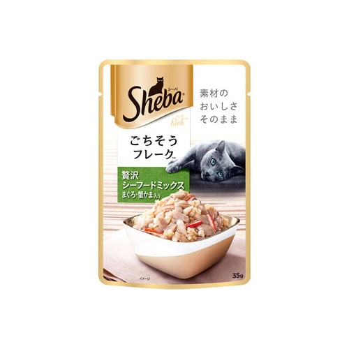 マースジャパン シーバ リッチ ごちそうフレーク 贅沢シーフードミックス まぐろ・蟹かま入り (35g) キャットフード ウェット