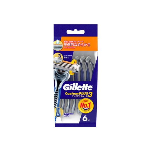 P&G ジレット カスタムプラス3 プレミアムスムース (6本) 男性用 使い捨てカミソリ 髭剃り 【P&G】