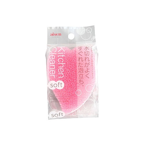 アイセン カラーキッチン ハート型 キッチンクリーナー ソフト P KF111 (1個) キッチンスポンジ