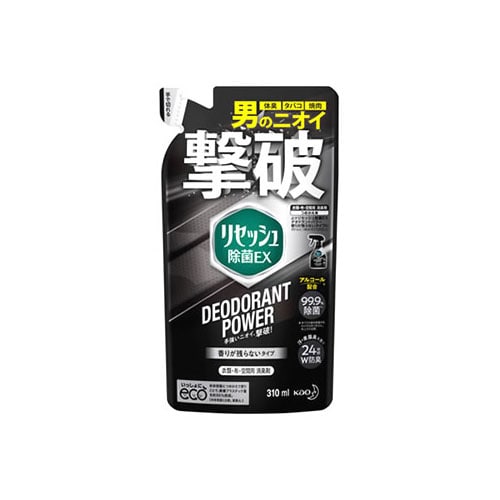 花王 リセッシュ 除菌EX デオドラントパワー 香りが残らないタイプ つめかえ用 (310mL) 詰め替え用 衣類・布製品・空間用消臭剤