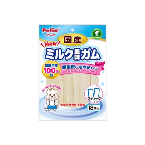 ペティオ NEW 国産 ミルク風味ガム スティック (18本) 犬用おやつ ガム ドッグフード