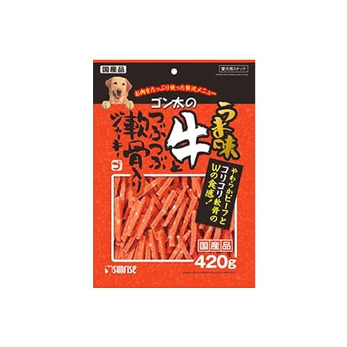 マルカン サンライズ ゴン太のうま味 牛とつぶつぶ軟骨入りジャーキー (420g) 犬用おやつ ドッグフード