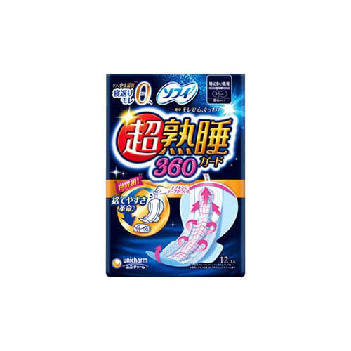 ユニチャーム ソフィ 超熟睡ガード 360 (12枚) 36cm 羽つき 特に多い夜用 生理用ナプキン　【医薬部外品】