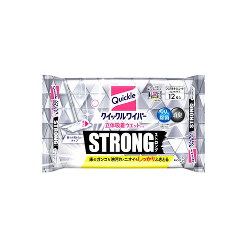 花王 クイックルワイパー 立体吸着ウエットシート ストロング (12枚入) フロア用掃除シート