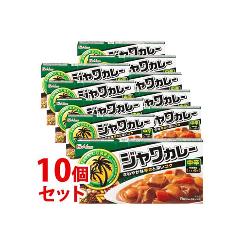 《セット販売》　ハウス食品 ジャワカレー 中辛 9皿分 (185g)×10個セット カレールウ　※軽減税率対象商品