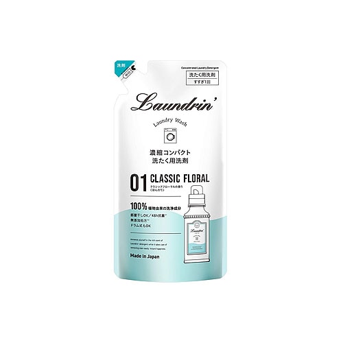 ランドリン WASH 洗濯洗剤 濃縮液体 クラシックフローラル つめかえ用 (360g) 詰め替え用 洗たく用洗剤 液体洗剤