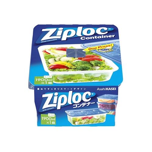 旭化成 ジップロックコンテナー 長方形 1900mL (1個) 保存容器