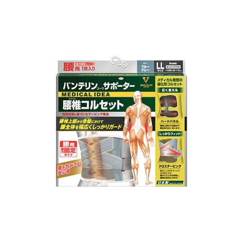 興和 バンテリンコーワ サポーター 腰椎コルセット ゆったり大きめ LLサイズ ブルーグレー (1枚) 腰用