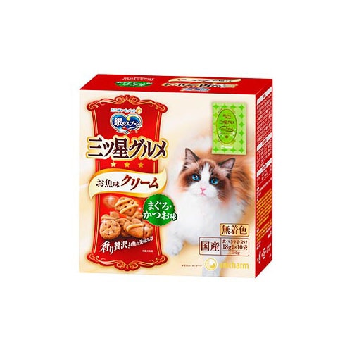 ユニチャーム 銀のスプーン 三ツ星グルメ お魚味クリーム まぐろ・かつお味 (180g) キャットフード