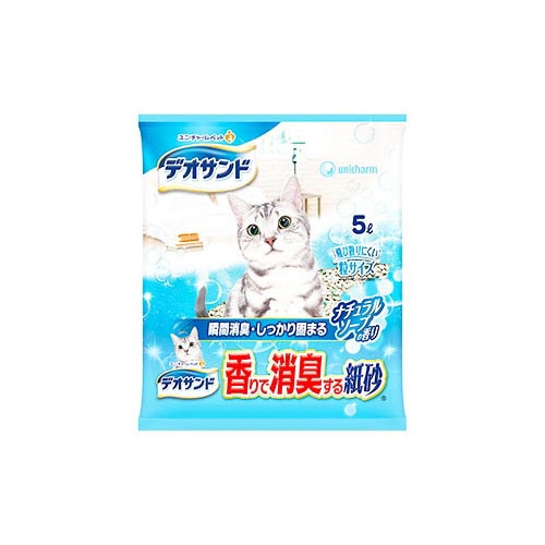 ユニチャーム ペットケア デオサンド 香りで消臭する紙砂 ナチュラルソープの香り (5L)