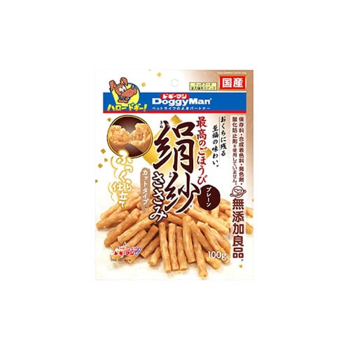 ドギーマン 絹紗 カットタイプ プレーン (100g) ドッグフード 全犬種用スナック