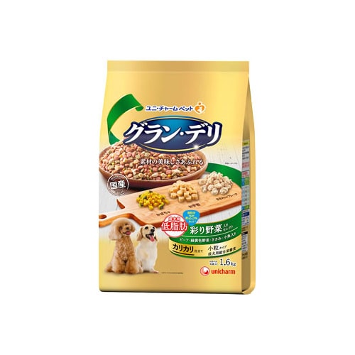 ユニチャーム ペットケア グラン・デリ カリカリ仕立て 成犬用 低脂肪 彩り野菜入りセレクト 脂肪分約25%カット (1.6kg) ドッグフード