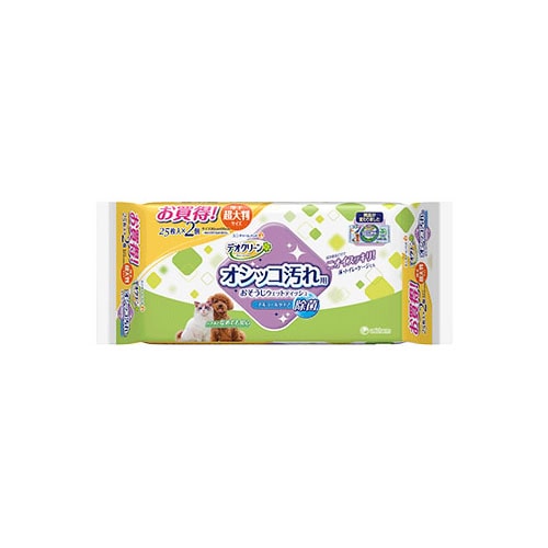 ユニチャーム ペットケア デオクリーン オシッコ汚れ用 おそうじウェットティッシュ 大判 (25枚×2個) ペット用ウェットティッシュ
