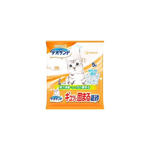ユニチャーム ペットケア デオサンド ギュッと固まる紙砂 (5L) ペット用トイレ用品