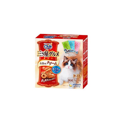 ユニチャーム 銀のスプーン 三ツ星グルメ お魚クリーム まぐろ味レシピ3種のアソート (180g) キャットフード