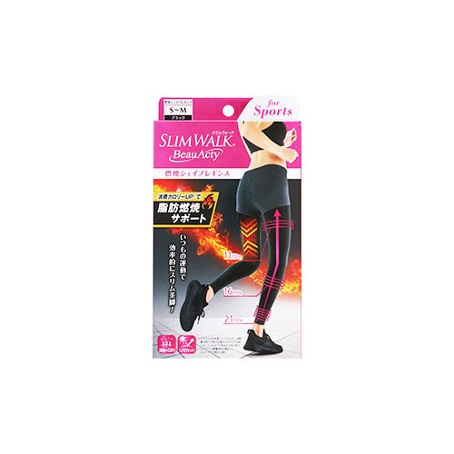 ピップ スリムウォーク ビューアクティ 燃焼シェイプレギンス ブラック S~M (1足) スポーツ用