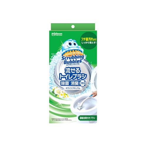 ジョンソン スクラビングバブル 流せるトイレブラシ 除菌消臭プラス ホワイトブロッサム 本体 (1セット) トイレ用洗浄ブラシ