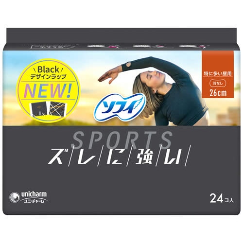 ユニチャーム ソフィSPORTS 260羽なし 特に多い昼用 26cm (24枚) 生理用ナプキン ソフィスポーツ　【医薬部外品】