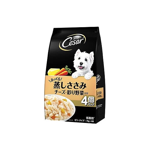 マースジャパン シーザー 成犬用 ふっくら蒸しささみ チーズ・彩り野菜入り (70g×4袋) ドッグフード