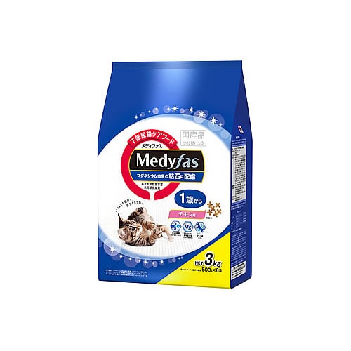 ペットライン メディファス 1歳から チキン味 (500g×6袋) キャットフード ドライ