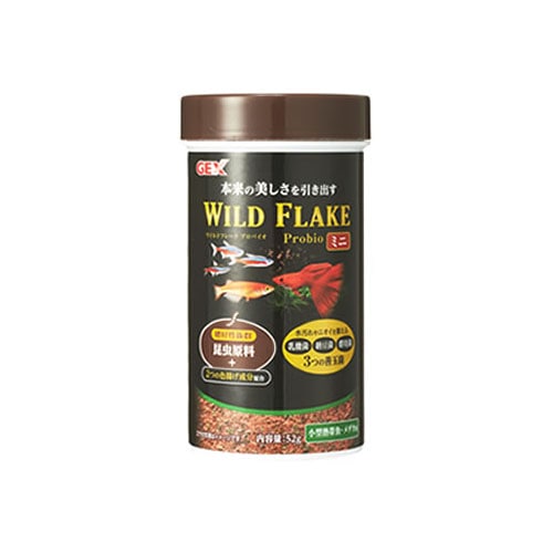 ジェックス ワイルドフレークプロバイオ ミニ (52g) メダカ 熱帯魚用フレークフード GEX