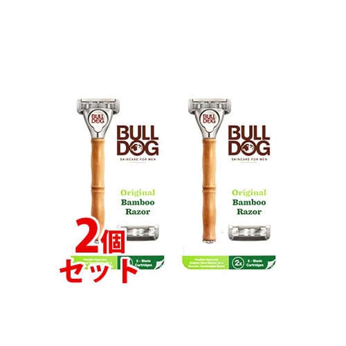 《セット販売》 シック ブルドッグ オリジナルバンブーホルダー (本体+替刃2個付)×2個 Bulldog 髭剃り 首振り式5枚刃