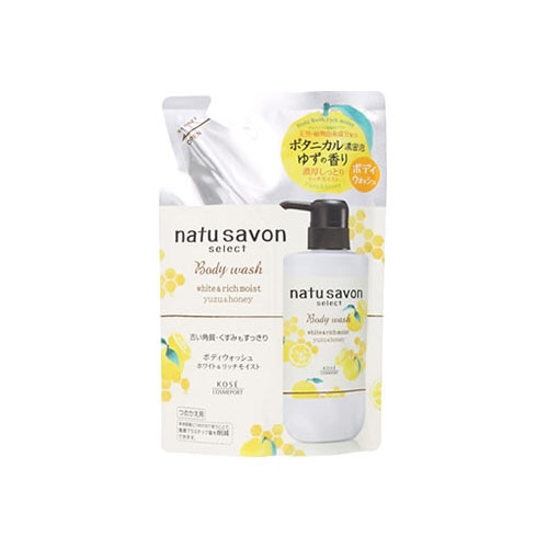 コーセーコスメポート ソフティモ ナチュサボン セレクト ホワイト ボディウォッシュ リッチモイスト ゆず&ハニー つめかえ用 (360mL) 詰め替え用 ボディソープ