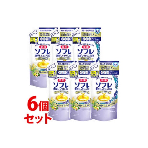 《セット販売》 バスクリン 薬用ソフレ 濃厚しっとり入浴液 ホワイトフローラルの香り つめかえ用 (400mL)×6個セット 詰め替え用 薬用入浴剤 【医薬部外品】