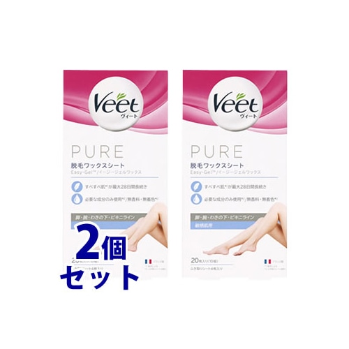 《セット販売》 レキットベンキーザー ヴィート ピュア 脱毛ワックスシート 敏感肌用 (20枚)×2個セット Veet 脱毛シート