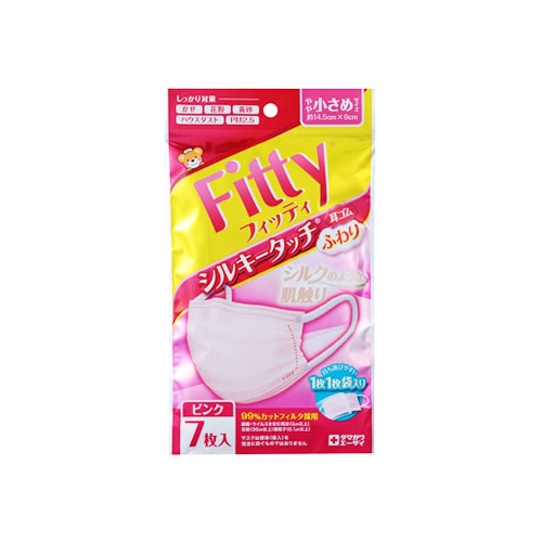 玉川衛材 フィッティ シルキータッチ 耳ゴムふわり やや小さめサイズ ピンク (7枚) マスク タマガワ