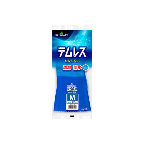 ショーワグローブ No.281 テムレス Mサイズ ブルー (1双) ポリウレタン製 オールコート手袋 裏布付き