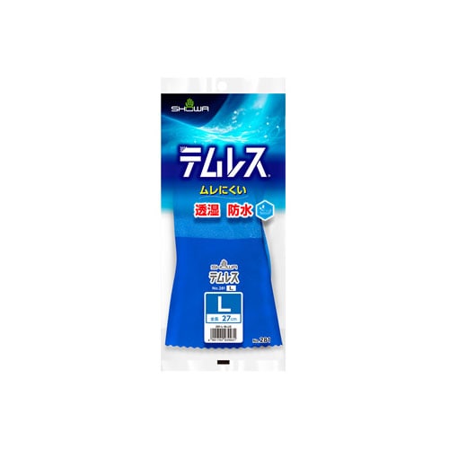 ショーワグローブ No.281 テムレス Lサイズ ブルー (1双) ポリウレタン製 オールコート手袋 裏布付き