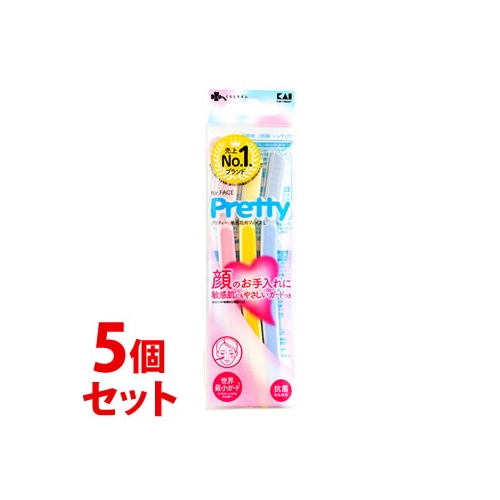 《セット販売》 くらしリズム プリティー 顔用カミソリ L (3本入)×5個セット かお・まゆ・えりあし用カミソリ