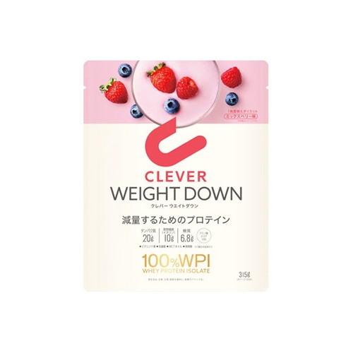 ネイチャーラボ クレバー ウエイトダウン プロテイン ミックスベリー味 100%WPI (315g) ホエイプロテインアイソレート100% パウダー CLEVER　※軽減税率対象商品