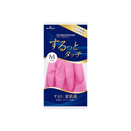 ショーワグローブ ナイスハンド するっとタッチ ルビーピンク Mサイズ (1双) 裏毛なし 塩化ビニール手袋 掃除用手袋