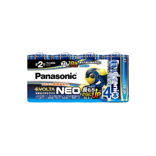 パナソニック アルカリ乾電池 エボルタ ネオ 単2形 LR14NJ/4SW (4本入) エボルタネオ