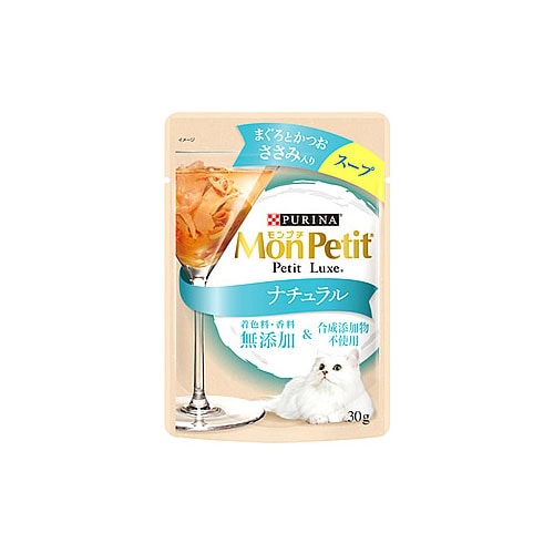 ネスレ ピュリナ モンプチ プチリュクス ナチュラル スープ まぐろとかつお ささみ入り (30g) ウェット キャットフード