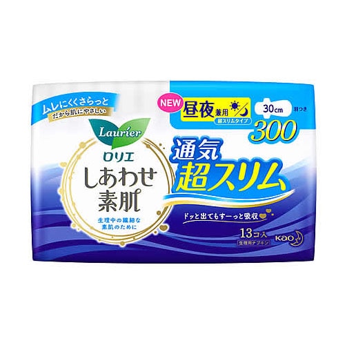 花王 ロリエ しあわせ素肌 通気超スリム 昼夜兼用30cm 羽つき (13個) 生理用ナプキン 【医薬部外品】