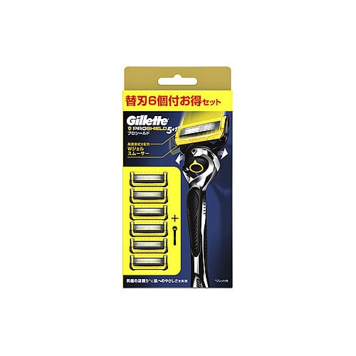 P&G ジレット プロシールド マニュアル 5Bホルダー付 (本体+替刃6個付) 髭剃り カミソリ 【P&G】